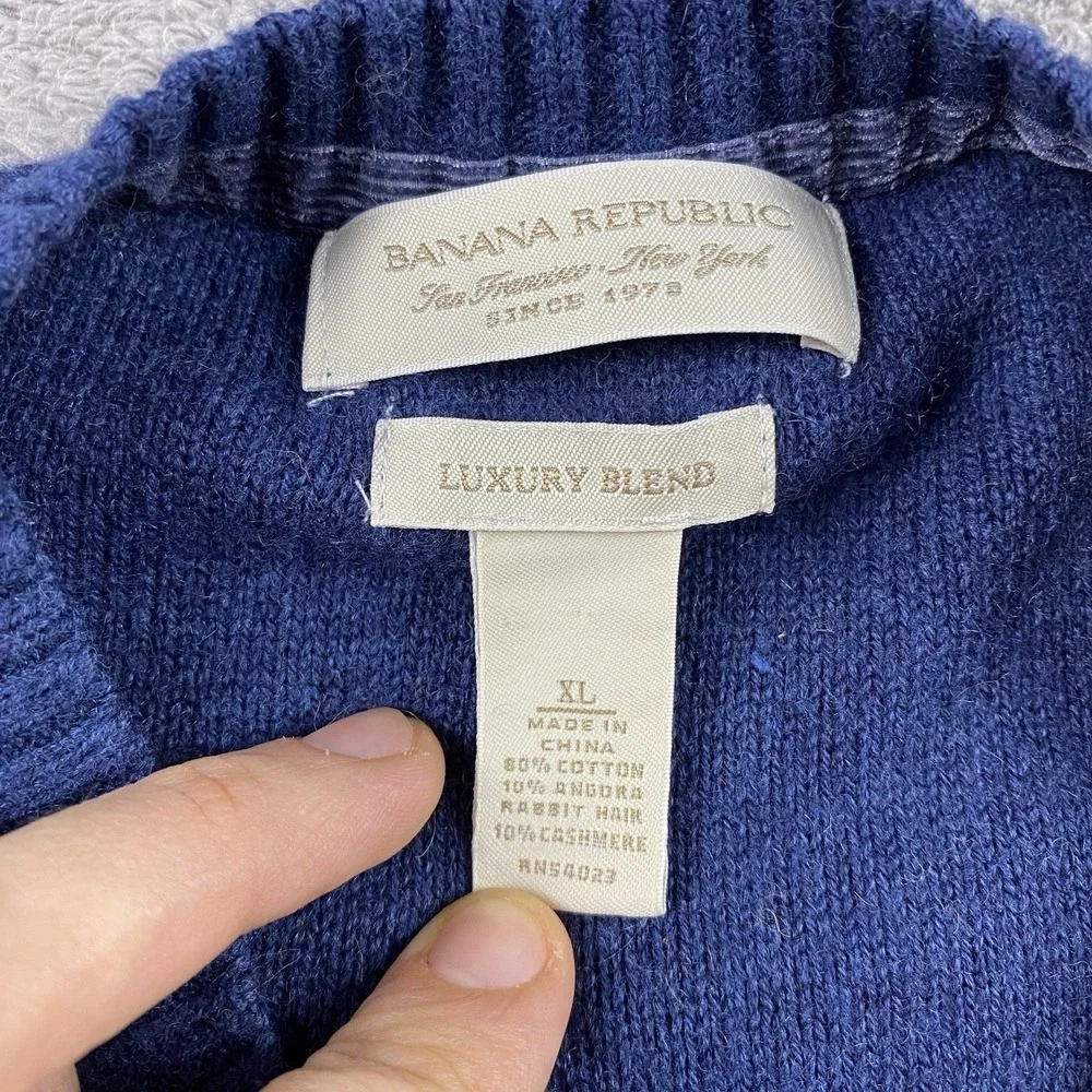 Banana Republic Luxury Blend Sweater Mens XL‎ Blue V-Neck Long Sleeve